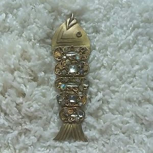 Vintage Articulated Jeweled Fish Charm